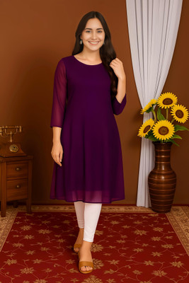 MANAYFAB Women Solid A-line Kurta(Black)