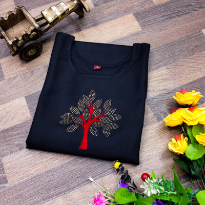 shivay enterprise Women Patchwork A-line Kurta(Black)