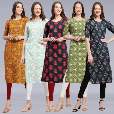 1 Stop Fashion Women Printed Straight Kurta(Multicolor)
