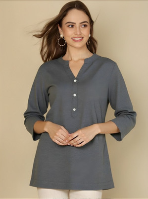 PP PRODUCTIONS Women Solid A-line Kurta(Grey)