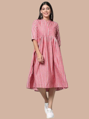 Kfashionb Women Fit and Flare Multicolor Ankle Length Dress