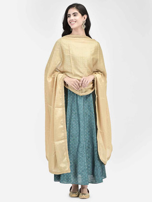 Span Women Self Design A-line Kurta(Green)