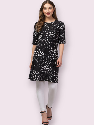 E&A Enterprises Women Printed Straight Kurta(Black)