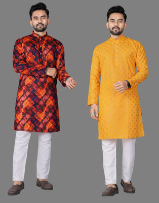 DHASU TRENDZ Men Printed Straight Kurta(Multicolor)
