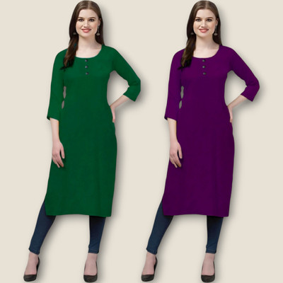 Coft Women Solid Straight Kurta(Multicolor)