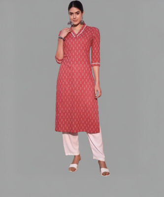 Jixpox Women Floral Print A-line Kurta(Pink)