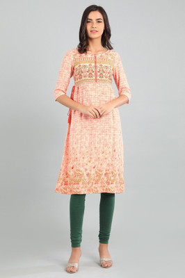 Sheeba Creation Women Printed A-line Kurta(Orange)
