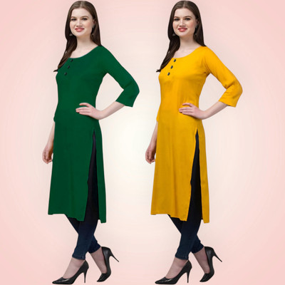 Coft Women Solid Straight Kurta(Multicolor)