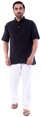 DESHBANDHU DBK Men Solid Straight Kurta(Black)