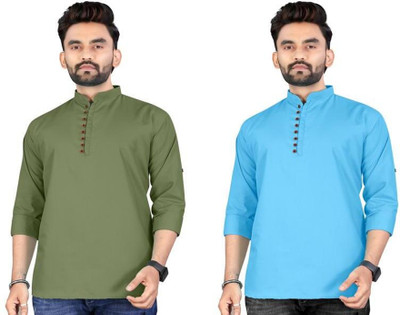 TRUST OUS Men Solid Straight Kurta(Multicolor)
