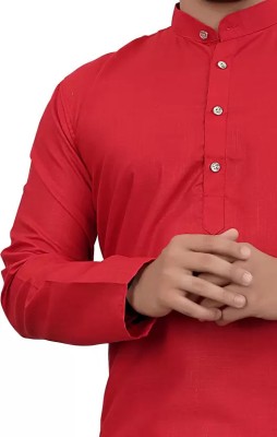 DHASU TRENDZ Men Solid Straight Kurta(Red)