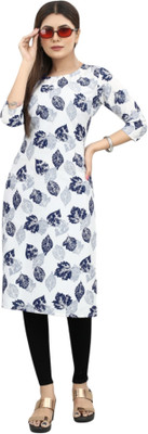 MARIDI FASHION Women Floral Print Straight Kurta(Blue)