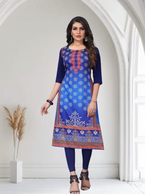 Yasti Enterprise Women Printed Anarkali Kurta(Blue)