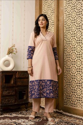 AARONEE Women Printed Straight Kurta(Blue)