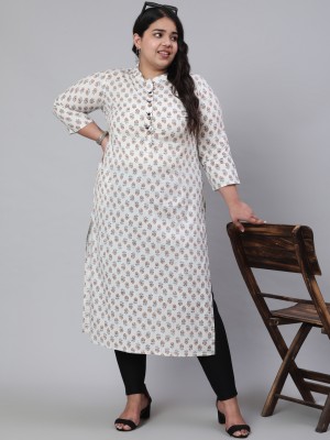 Jaipur Kurti Women Printed Straight Kurta(White, Dark Blue, Beige)