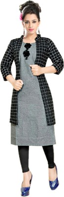 AANSHI FASHION Women Printed Straight Kurta(Black, Grey)