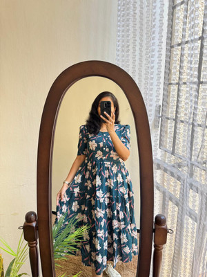 AURACRAFT Anarkali Gown(Dark Blue)