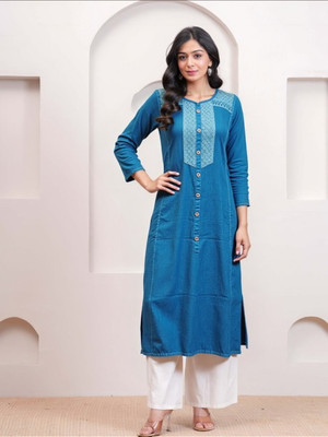 PP Vastram Women Solid A-line Kurta(Light Blue)