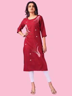 DB Fashion Women Printed A-line Kurta(Red)