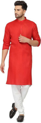 Krisha trend Men Solid Straight Kurta(Red)