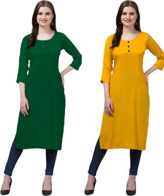 Coft Women Solid Straight Kurta(Multicolor)