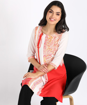 Aurelia Women Printed Straight Kurta(Red)