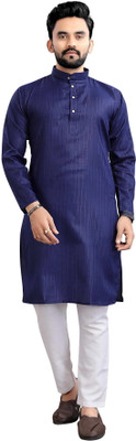 Kunj Creation Men Solid Straight Kurta(Dark Blue)