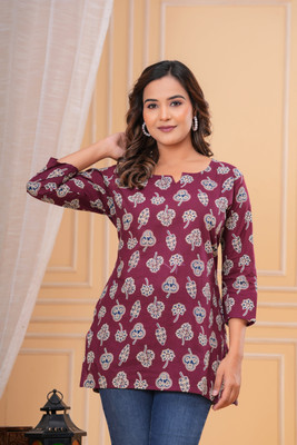 udayandsons Women Printed Ethnic Dress Kurta(Maroon)