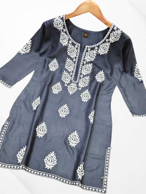 RUDRANI CREATION Women Embroidered Straight Kurta(Grey)