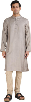 Fabindia Men Solid Straight Kurta(Grey)