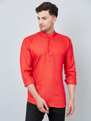 ARMAAN ETHNIC Men Solid Straight Kurta(Red)