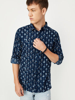 MAX Men Printed Straight Kurta(Blue)