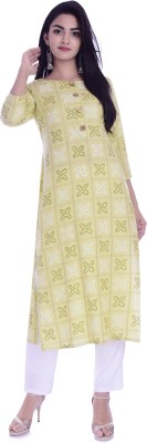 THE PEPINO Women Embroidered Straight Kurta(Light Green)