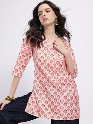 Anouk Rustic Women Printed Straight Kurta(White)
