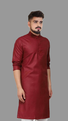 The Fashion Outlets Men Solid A-line Kurta(Maroon)