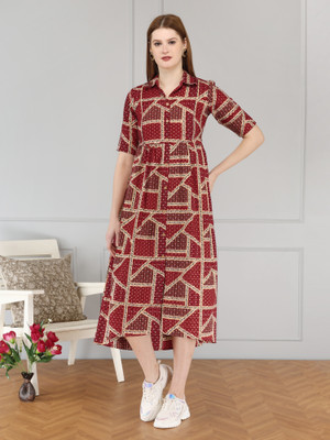 jbmart Women Printed Anarkali Kurta(Maroon)