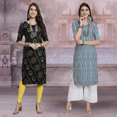 Moda Rapido Women Printed Straight Kurta(Multicolor)