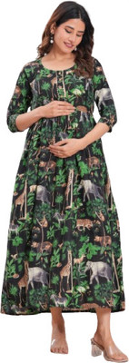 TRENDYG Women Floral Print Anarkali Kurta(Blue)