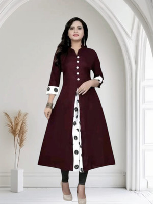 Rangrasiyatexk Women Printed Anarkali Kurta(Maroon)