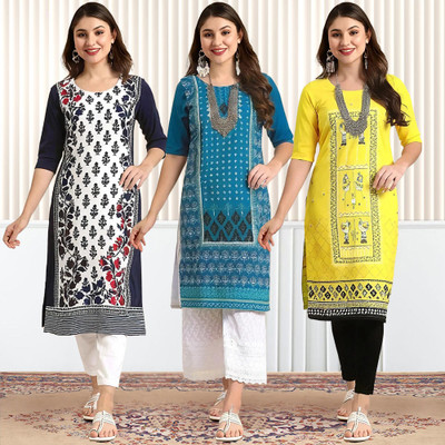 1 Stop Fashion Women Printed A-line Kurta(Multicolor)