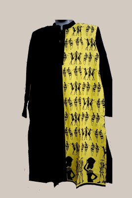 EKOK Women Self Design Straight Kurta(Black)