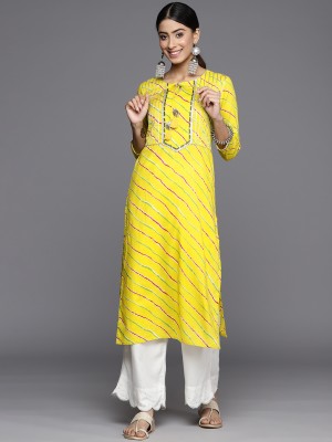 Varanga Women Embellished Straight Kurta(Yellow)