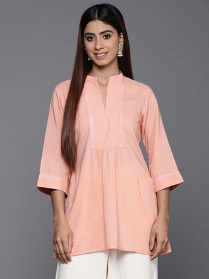 LIBAS Women Self Design Straight Kurta(Pink)
