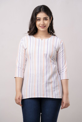 VROEGER Women Self Design Straight Kurta(White)
