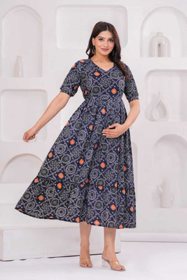 Jaipuur Trend Women Printed Gown Kurta(Grey)
