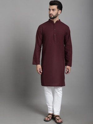 Sayesha Men Solid Straight Kurta(Maroon)