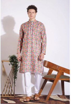 khaddarvas Men Printed A-line Kurta(Multicolor)