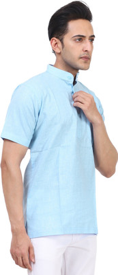 Kundan Men Solid Straight Kurta(Light Blue)