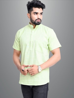 QuaClo Men Solid Straight Kurta(Light Green)