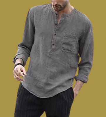 ZAKOD Men Solid A-line Kurta(Grey)